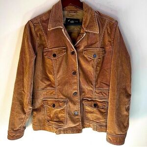 Eddie Bauer Women’s camel tan corduroy jacket. Sz petite large retro grunge coat